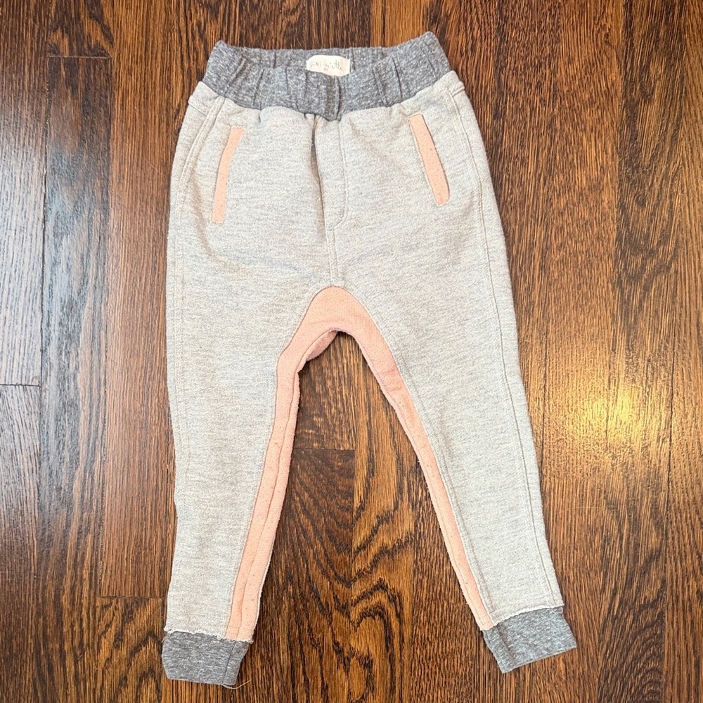 Girls Heather Gray Joggers with Pink Trim and Shimmer accents